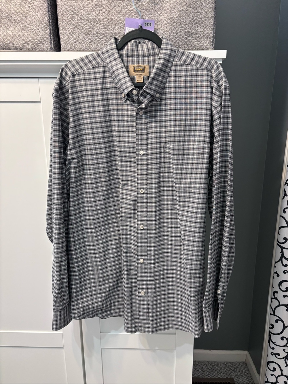 The Foundry Supply Co. Men's Gray Plaid Button-Down Shirt XLT Tall NWOT
